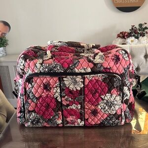 Vera Bradley Pink and Brown Floral Quilted Duffle Bag